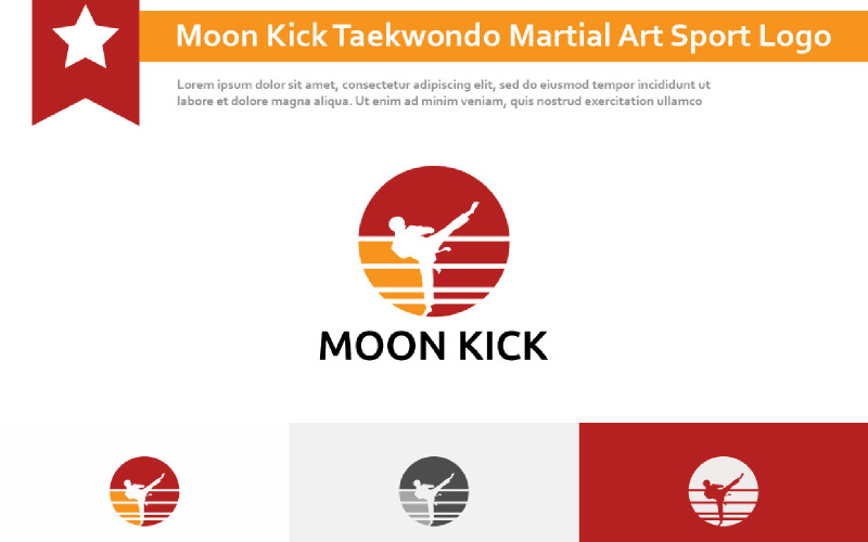 Moon Kick Taekwondo Martial Art Sport Logo Logo Template