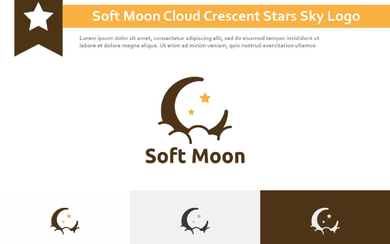 Soft Moon Cloud Crescent Stars Sky Night Space Logo Logo Template
