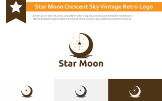 Star Moon Crescent Night Sky Vintage Retro Logo