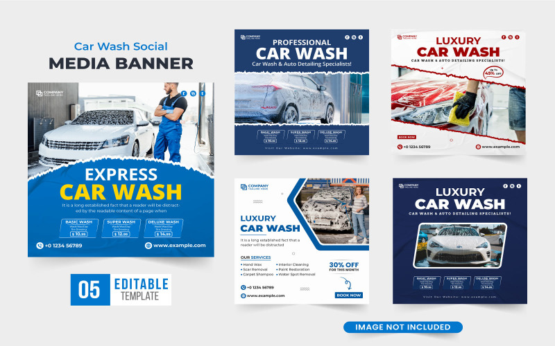 Vehicle wash service template bundle Social Media