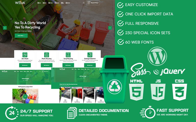 Wasti - Waste Pickup & Disposal Services WordPress Theme