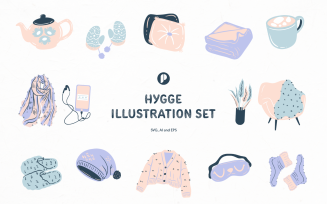 Breezy and cozy hygge illustration set