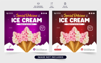 Delicious ice cream marketing web banner