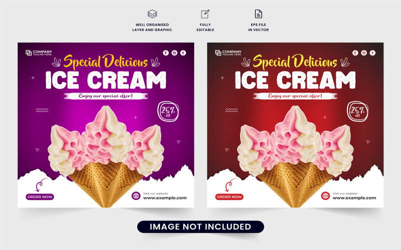 Delicious ice cream marketing web banner Social Media