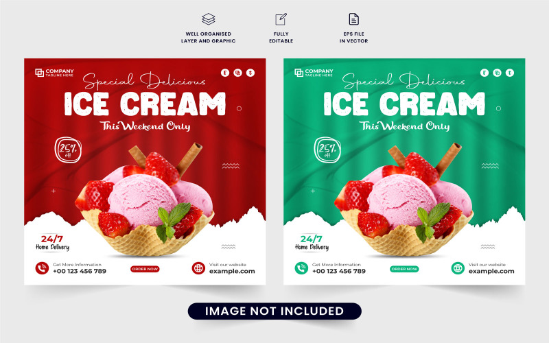Ice cream and dessert sale template Social Media