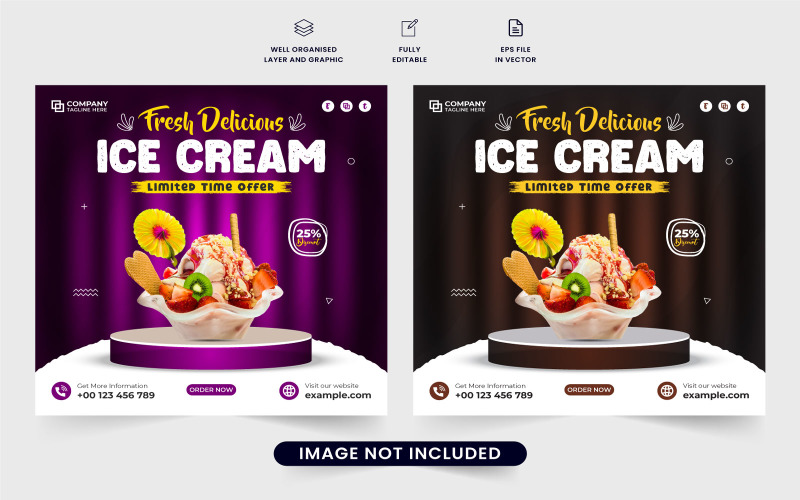 Ice cream business promotion template Social Media