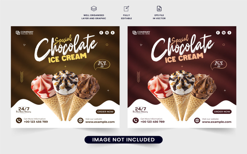 Ice cream discount web banner design Social Media
