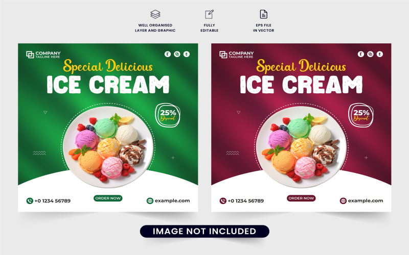 Ice cream promotion template vector Social Media