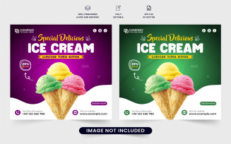Ice cream social media post template vector