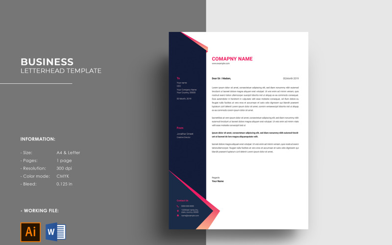 Printable Business Letterhead Design Template Corporate Identity