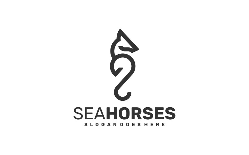 Seahorse Line Art Logo Style Logo Template