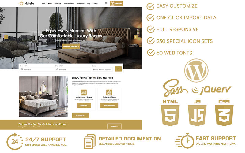 Hotella - Hotel & Accommodation & Reservation WordPress Theme