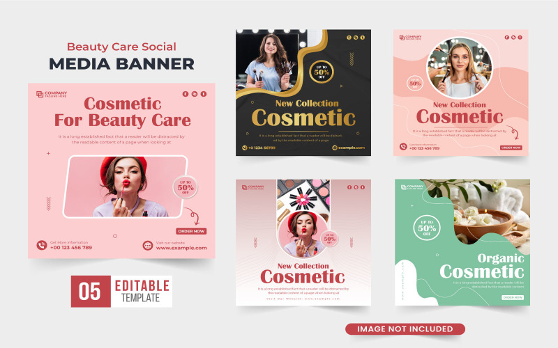 Cosmetic sale discount template vector Social Media