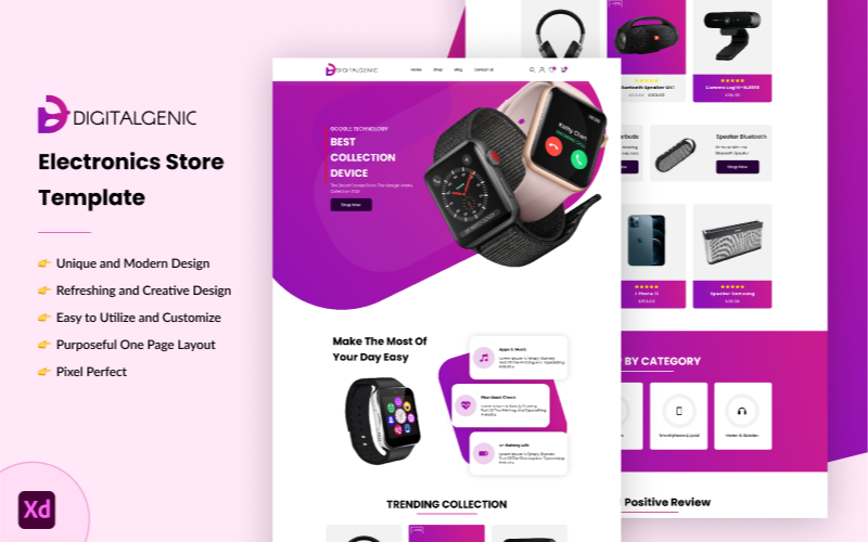 Digitalgenic - Electronics eCommerce Store XD Landing Template UI Element
