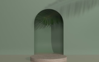 Podium with tropical leaves for product presentation