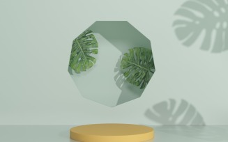 Product podium & Stage Design with monstera plant