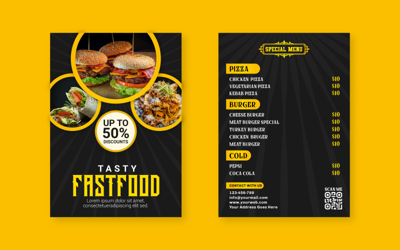 Restuarant's food social media post banner template design Corporate Identity