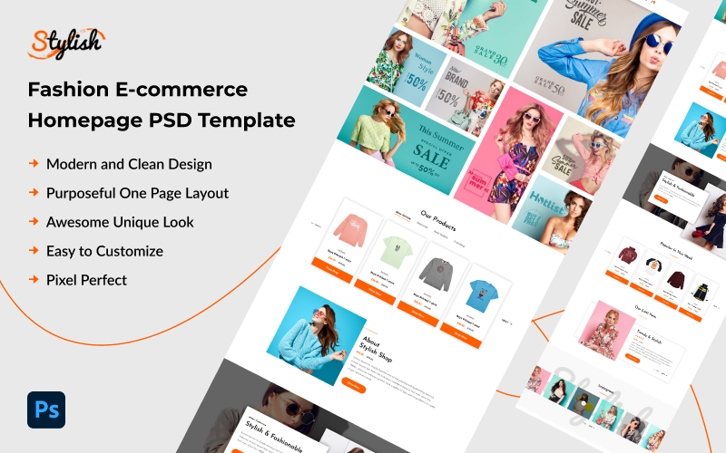 Stylish - Fashion E-commerce PSD Template UI Element