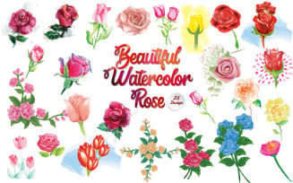 Watercolor Red Roses Clipart Mini Bundle