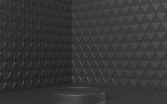 Abstract black background with geometric shape podium
