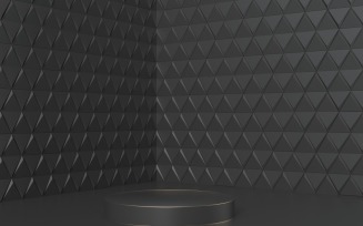 Abstract black background with geometric shape podium