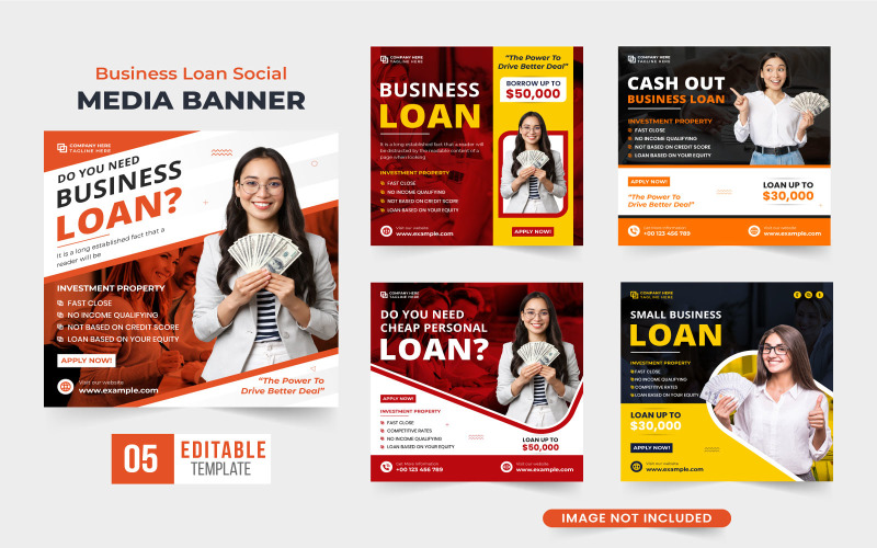 Bank loan service template collection Social Media