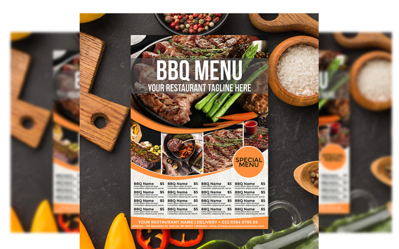 Barbecue flyer Menu Template Corporate Identity