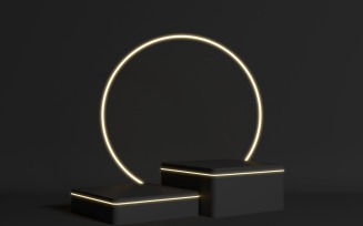 Black & light gold geometric steps podium product display