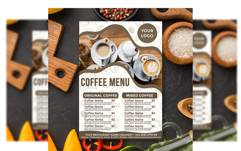 Coffee Menu Flyer Template #9 Corporate Identity