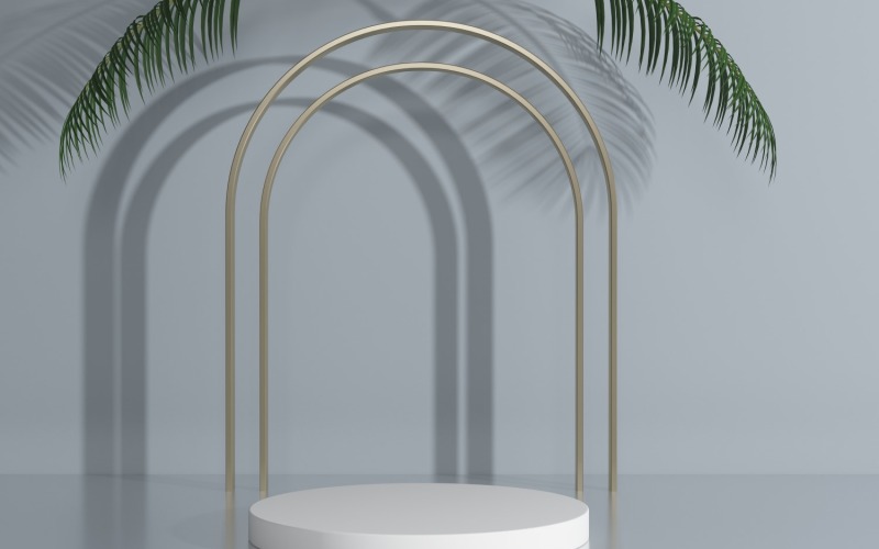 Podium with Leaves and Golden Arches for Product Display Product Mockup