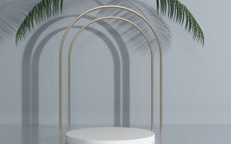 Podium with Leaves and Golden Arches for Product Display