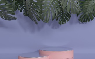 Product Podium Decorated with monstera leaves background