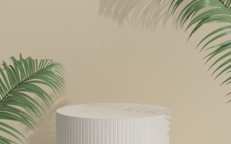 Product podium scene minimal studio with palm leaves