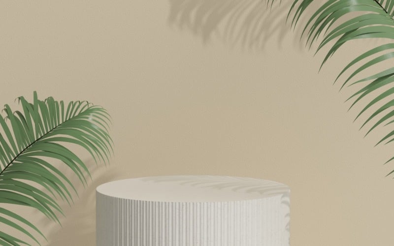 Product podium scene minimal studio with palm leaves Product Mockup