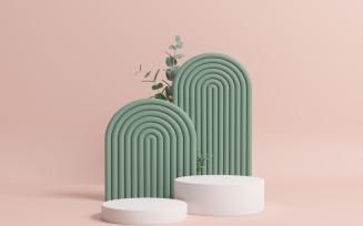 Product Podium with abstract green geometric shapes