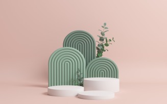 Product Podium with abstract green geometric shapes