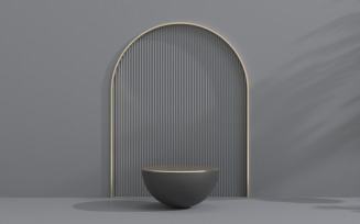 Realistic podium in arch window for product presentation
