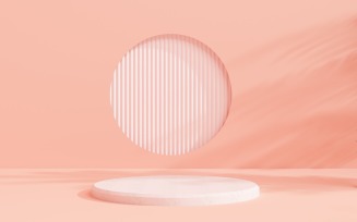 white 3D Rounded podium with circle window and lines inside