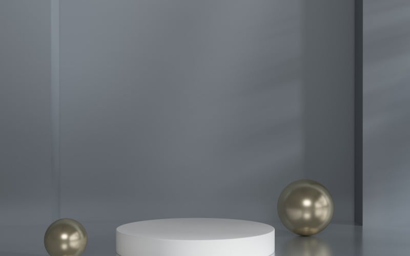 White Podium with Golden spheres for product presentation Product Mockup