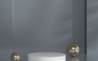 White Podium with Golden spheres for product presentation