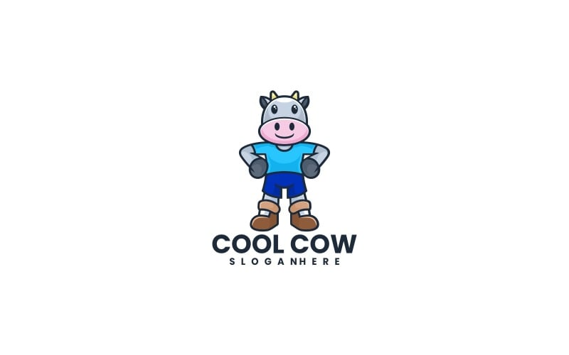 Cool Cow Mascot Cartoon Logo Logo Template