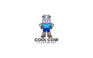 Cool Cow Mascot Cartoon Logo