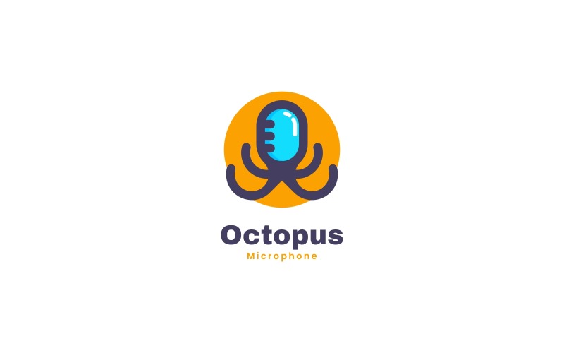 Octopus Microphone Simple Logo Logo Template