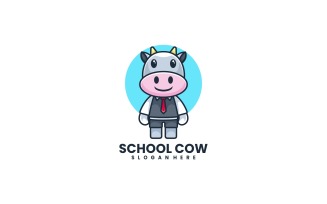 School Cow Mascot Cartoon Logo