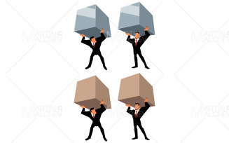 Businessman Lifting Heavy Load Vector Illustration