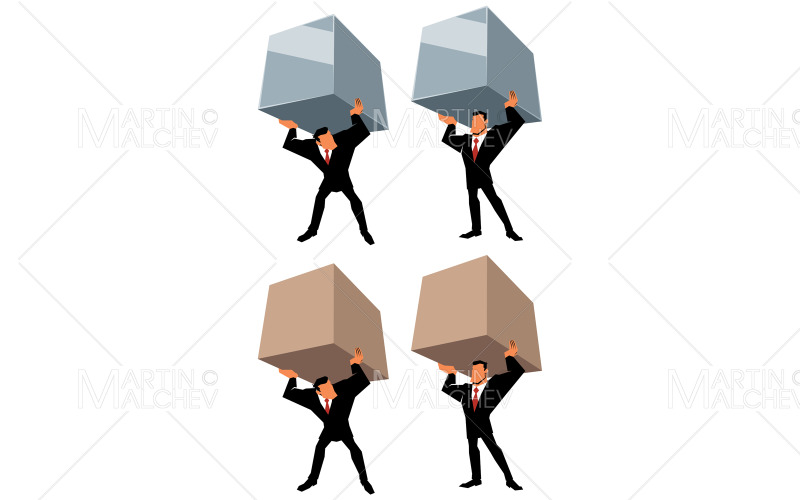 Businessman Lifting Heavy Load Vector Illustration Vector Graphic