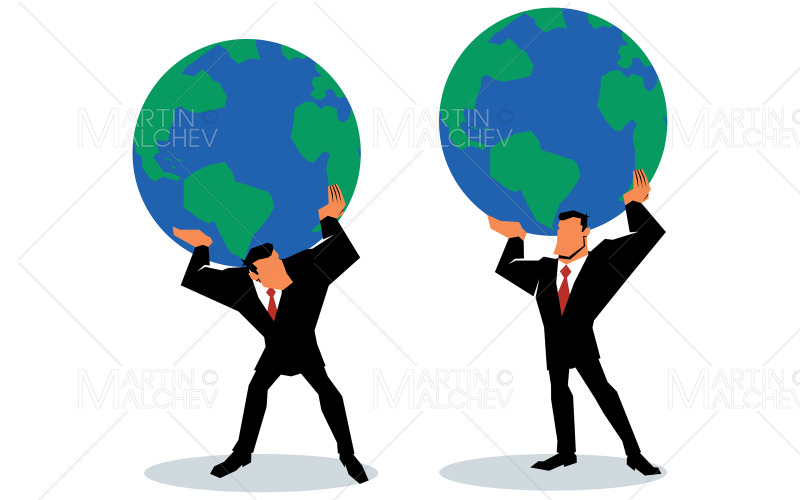 Businessman Lifting Planet Earth Vector Illustration Vector Graphic