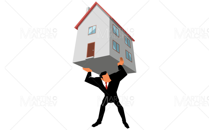 Businessman Real Estate Mortgage Burden Vector Illustration Vector Graphic