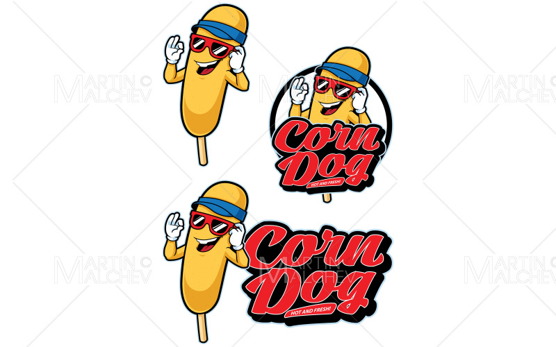 Corn Dog Mascot Vector Illustration Vector Graphic