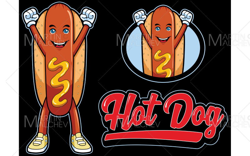 Hot Dog Mascot Vector Illustration Vector Graphic